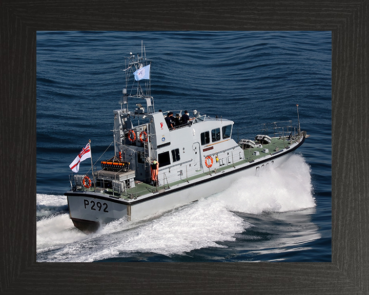 HMS Charger (P292) Royal Navy Archer Class P2000 Patrol Vessel Starboard Quarter View Photo Print Wall Art Decor Posters, Prints, & Visual Artwork Hampshire Prints 10 x 8 Black Frame No