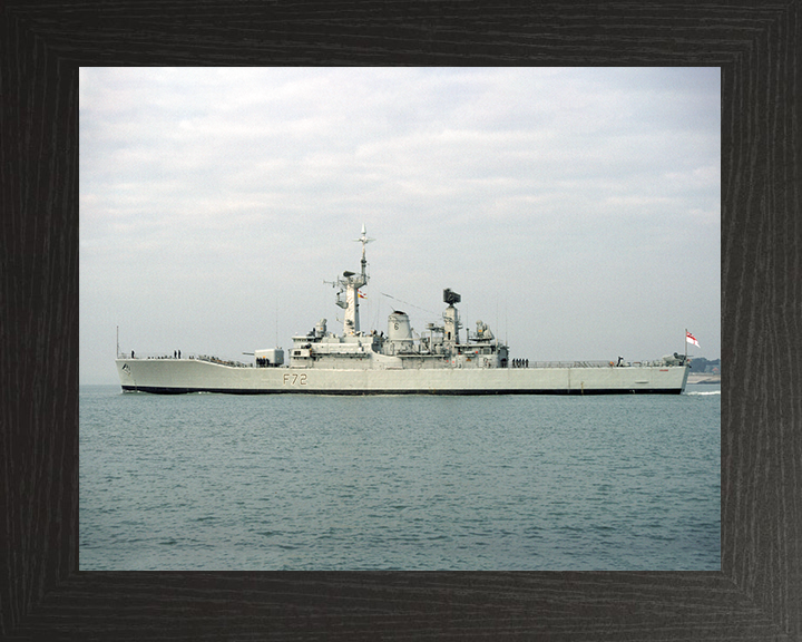 HMS Ariadne (F72) Royal Navy Leander Class Frigate Port Beam View In Colour Photo Print Wall Art Decor Posters, Prints, & Visual Artwork Hampshire Prints 10 x 8 Black Frame No