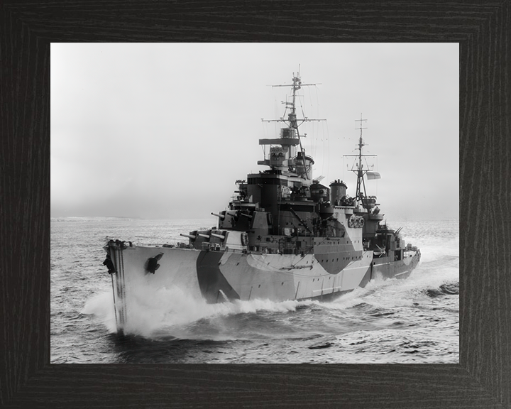 HMS Birmingham (C19) Royal Navy Town Class Light Cruiser Port Bow View Photo Print Wall Art Decor Posters, Prints, & Visual Artwork Hampshire Prints 10 x 8 Black Frame No