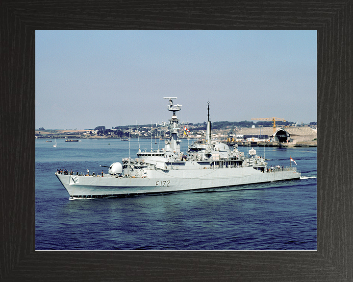 HMS Ambuscade (F172) Royal Navy Type 21 Frigate Leaving Harbour Photo Print Wall Art Decor Posters, Prints, & Visual Artwork Hampshire Prints 10 x 8 Black Frame No