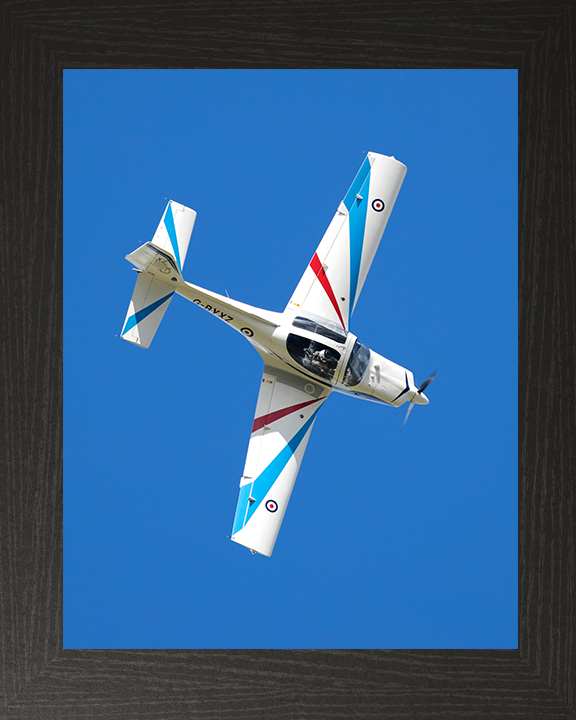 RAF Grob 115E Tutor aircraft in flight Photo Print - Royal Air Force Aircraft Hampshire Prints 10 x 8 Black Frame No