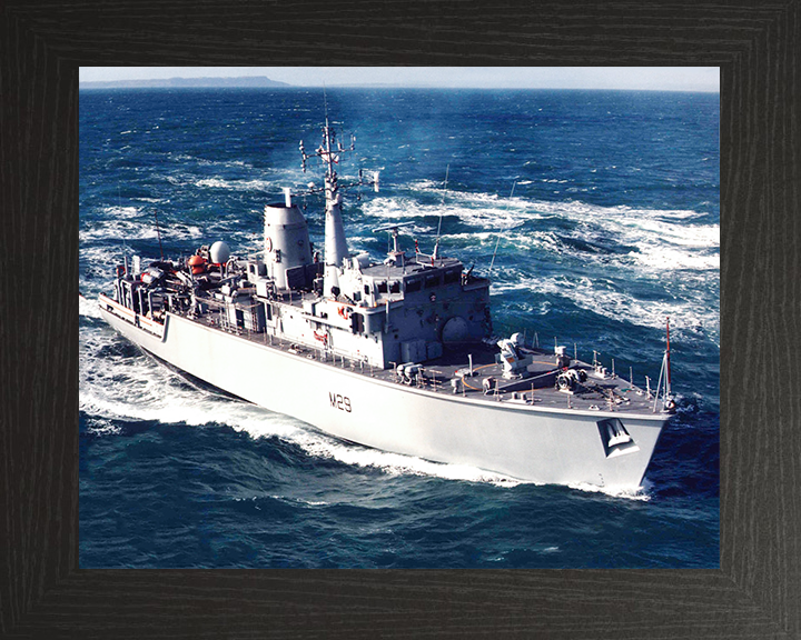 HMS Brecon (M29) Royal Navy Hunt Class Mine Warfare Vessel At Sea Photo Print Wall Art Decor Posters, Prints, & Visual Artwork Hampshire Prints 10 x 8 Black Frame No