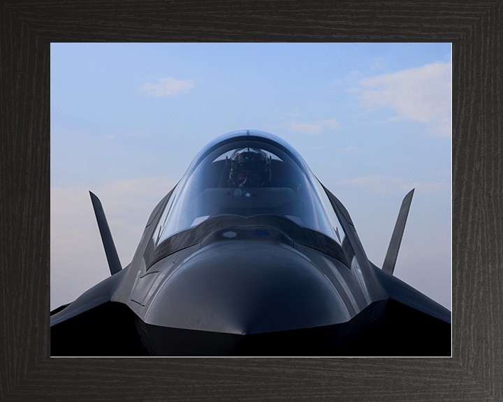 RAF F-35B Jet Pilot cockpit Closeup Royal Air Force Aircraft Photo Print Wall Art Aviation Decor UK Posters, Prints, & Visual Artwork Hampshire Prints 10 x 8 Black Frame No