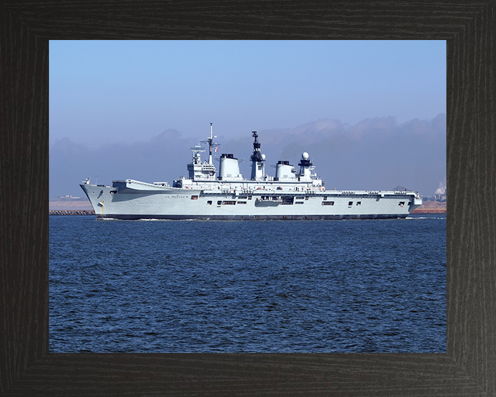 HMS Illustrious (R06) Photo Print - Port Amsterdam 2009 - Royal Navy Invincible Class Aircraft Carrier Hampshire Prints 10 x 8 Black Frame No