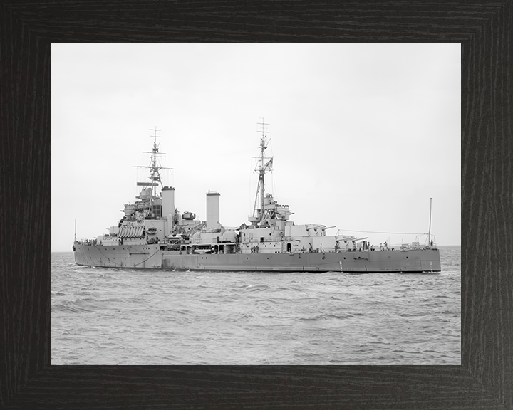 HMS Gambia (48) Photo Print - At Sea - Royal Navy Fiji Class Light Cruiser Hampshire Prints 10 x 8 Black Frame No