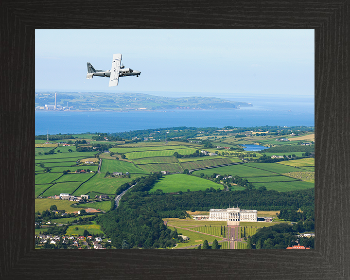 Army Air Corps BN-2T-4S Defender 4000 in flight Photo Print - British Army Hampshire Prints 10 x 8 Black Frame No