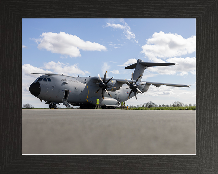 RAF Atlas A400M At RAF Wittering Photo Print Royal Air Force Wall Art Aviation Decor Posters, Prints, & Visual Artwork Hampshire Prints 10 x 8 Black Frame No