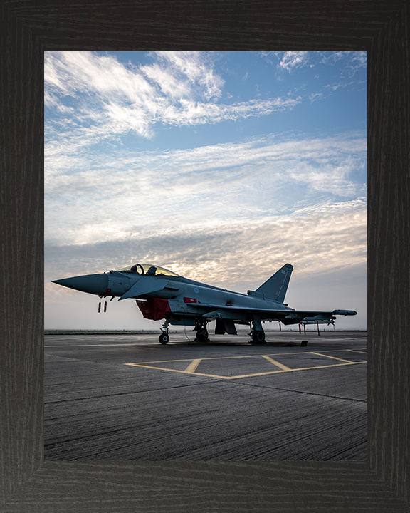 RAF Typhoon on a runway Photo Print - Royal Air Force Aircraft Hampshire Prints 10 x 8 Black Frame No