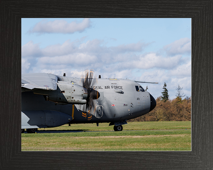 RAF Atlas A400M Lands At RAF Wittering Photo Print Royal Air Force Wall Art Aviation Decor Posters, Prints, & Visual Artwork Hampshire Prints 10 x 8 Black Frame No