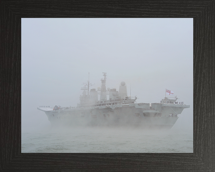 HMS Ark Royal (R07) Royal Navy Invincible Class Aircraft Carrier With Paying Off Pennant Photo Print Wall Art Decor Posters, Prints, & Visual Artwork Hampshire Prints 10 x 8 Black Frame No