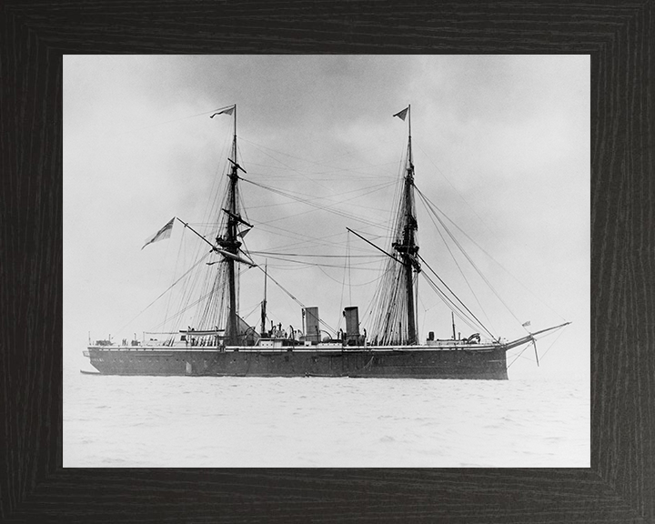 HMS Temeraire (1876) Photo Print - Paying Off 1891 - Royal Navy Ironclad Battleship Hampshire Prints 10 x 8 Black Frame No