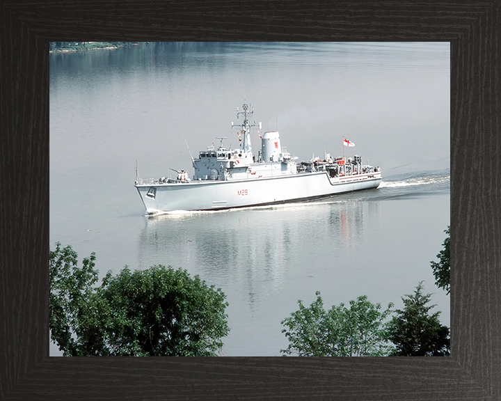 HMS Brecon (M29) Royal Navy Hunt Class Mine Warfare Vessel Entering Harbour Photo Print Wall Art Decor Posters, Prints, & Visual Artwork Hampshire Prints 10 x 8 Black Frame No