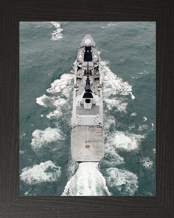 HMS Daring (D32) Royal Navy Type 45 Destroyer High Stern View Photo Print Wall Art Decor Posters, Prints, & Visual Artwork Hampshire Prints 10 x 8 Black Frame No