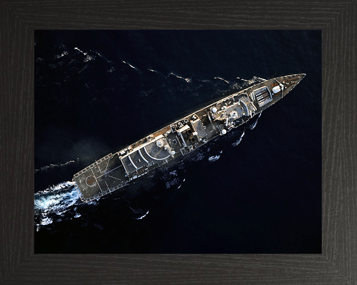 HMS Northumberland (F238) Photo Print - From Above 2008 - Royal Navy Type 23 Frigate Hampshire Prints 10 x 8 Black Frame No