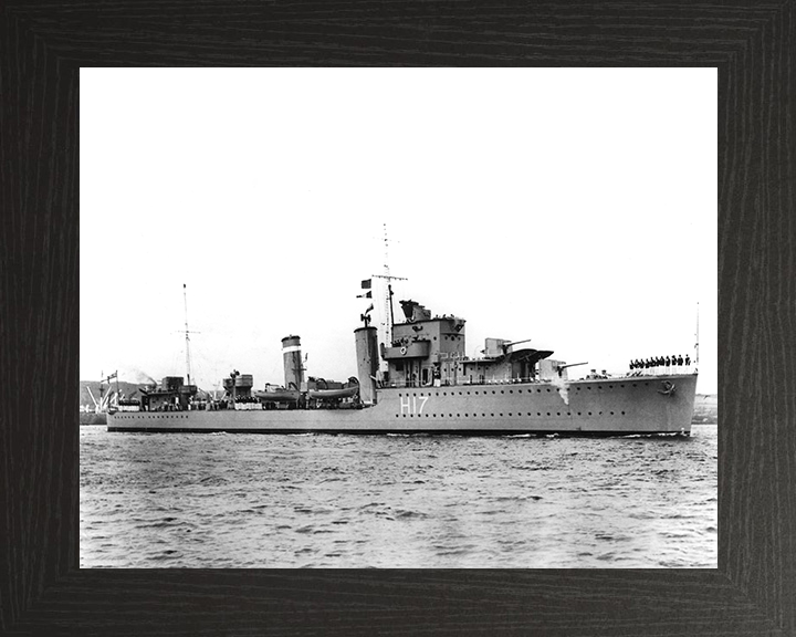 HMS Escapade (H17) - Entering Harbour - Royal Navy E Class Destroyer Photo Print Wall Art Naval Decor UK Posters, Prints, & Visual Artwork Hampshire Prints 10 x 8 Black Frame No