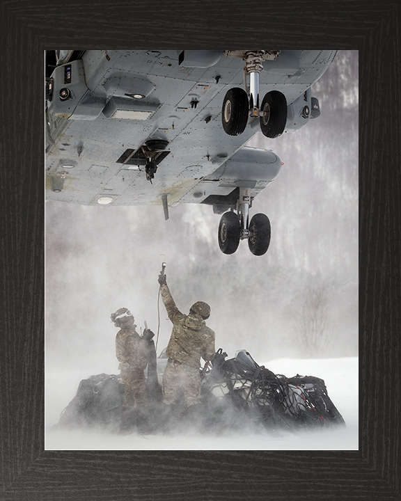 Royal Marine Commandos Attach an Underslung Load Photo Print 45 Commando Marines Wall Art Military Decor Posters, Prints, & Visual Artwork Hampshire Prints 10 x 8 Black Frame No