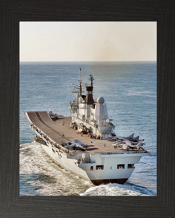 HMS Ark Royal (R07) Royal Navy Invincible Class Aircraft Carrier Stern View 2010 Photo Print Wall Art Decor Posters, Prints, & Visual Artwork Hampshire Prints 10 x 8 Black Frame No