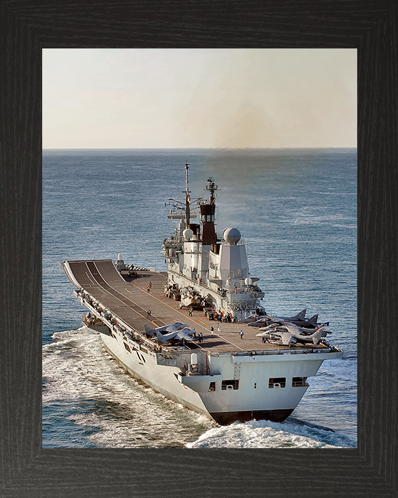 HMS Ark Royal (R07) Photo Print - Stern View 2010 - Royal Navy Invincible Class Aircraft Carrier Hampshire Prints 10 x 8 Black Frame No