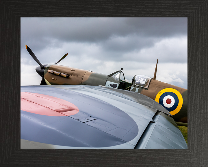 RAF Spitfire cockpit Close Up Photo Print - Royal Air Force Aircraft Hampshire Prints 10 x 8 Black Frame No