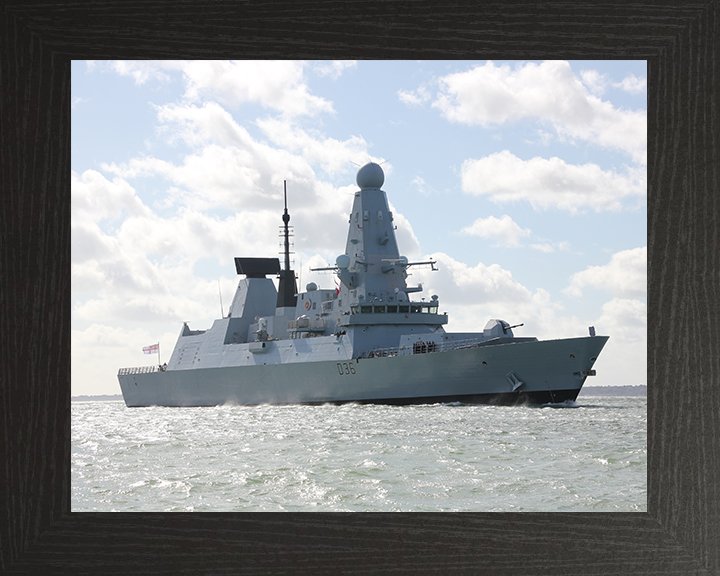 HMS Defender (D36) Royal Navy Type 45 Destroyer Low Starboard View Photo Print Wall Art Decor Posters, Prints, & Visual Artwork Hampshire Prints 10 x 8 Black Frame No