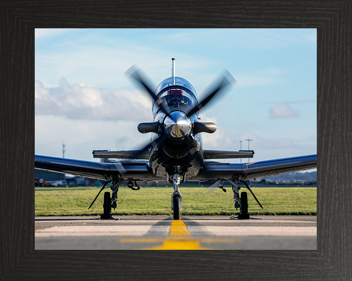 RAF Texan aircraft on a runway Photo Print - Royal Air Force Aircraft Hampshire Prints 10 x 8 Black Frame No