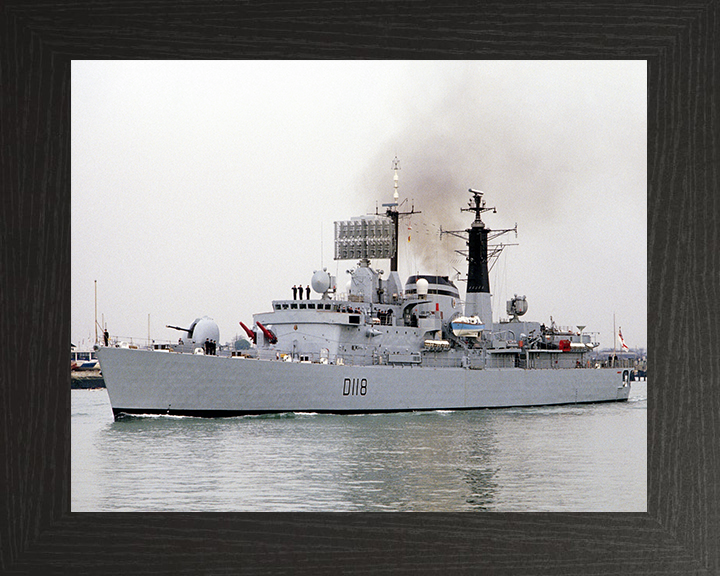 HMS Coventry (D118) Royal Navy Type 42 Destroyer Leaving Harbour Photo Print Wall Art Decor Posters, Prints, & Visual Artwork Hampshire Prints 10 x 8 Black Frame No