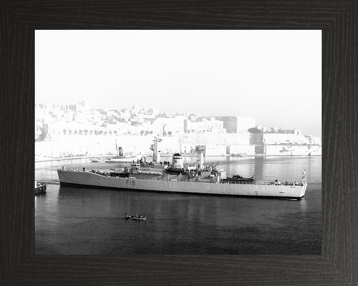 HMS Euryalus (F15) Photo Print - Malta 1971 - Royal Navy Leander Class Frigate Hampshire Prints 10 x 8 Black Frame No