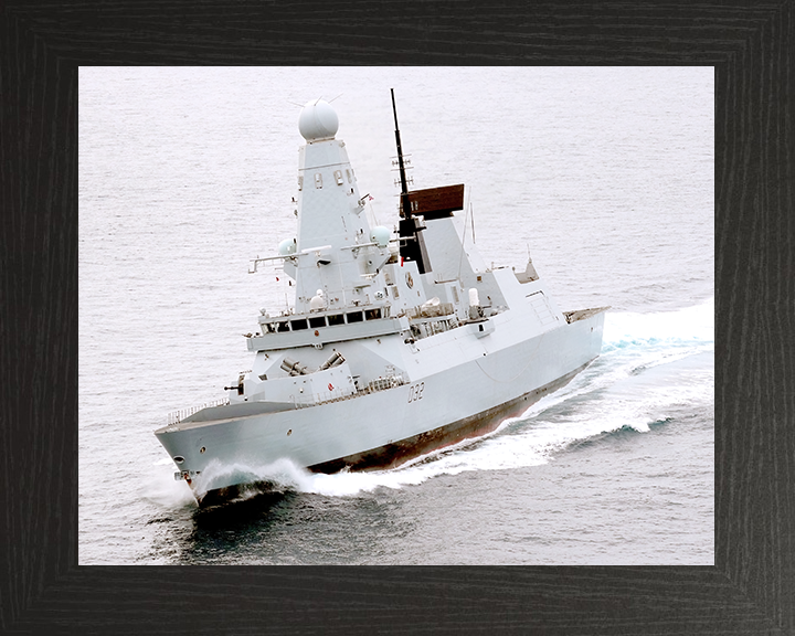 HMS Daring (D32) Royal Navy Type 45 Destroyer High Port Bow View Photo Print Wall Art Decor Posters, Prints, & Visual Artwork Hampshire Prints 10 x 8 Black Frame No