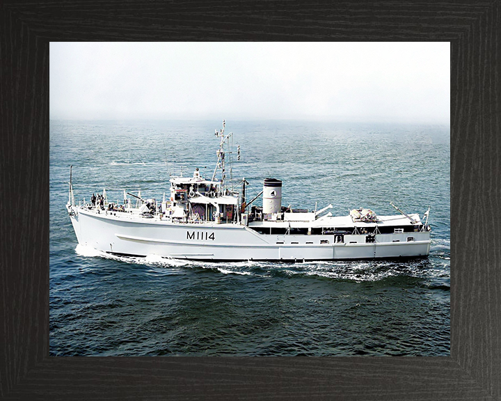 HMS Brinton (M1114) Royal Navy Ton Class Minesweeper Port Side View Photo Print Wall Art Decor Posters, Prints, & Visual Artwork Hampshire Prints 10 x 8 Black Frame No