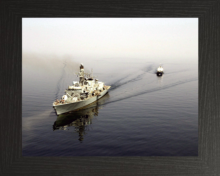 HMS Portland (F79) Photo Print - At Sea 2002 - Royal Navy Type 23 Frigate Hampshire Prints 10 x 8 Black Frame No