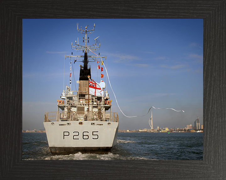 HMS Dumbarton Castle (P265) Royal Navy Castle Class Patrol Vessel Paying Off Photo Print Wall Art Decor Posters, Prints, & Visual Artwork Hampshire Prints 10 x 8 Black Frame No