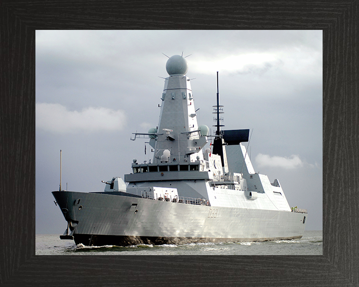 HMS Dauntless (D33) Royal Navy Type 45 Destroyer Low Port Bow View Photo Print Wall Art Decor Posters, Prints, & Visual Artwork Hampshire Prints 10 x 8 Black Frame No