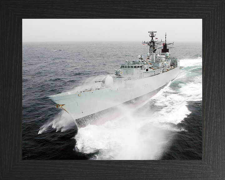 HMS Chatham (F87) Royal Navy Type 22 Frigate At Sea Photo Print Wall Art Decor Posters, Prints, & Visual Artwork Hampshire Prints 10 x 8 Black Frame No