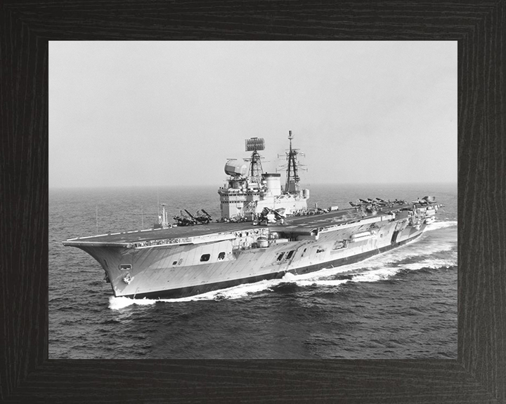 HMS Eagle (R05) Photo Print - Flight Deck View - Royal Navy Audacious Class Aircraft Carrier Hampshire Prints 10 x 8 Black Frame No