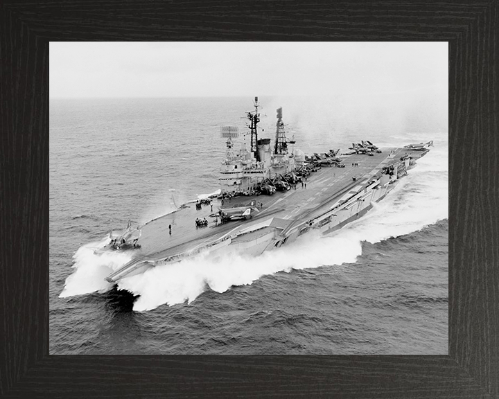 HMS Ark Royal (R09) Royal Navy Audacious Class Aircraft Carrier At Speed Photo Print Wall Art Decor Posters, Prints, & Visual Artwork Hampshire Prints 10 x 8 Black Frame No