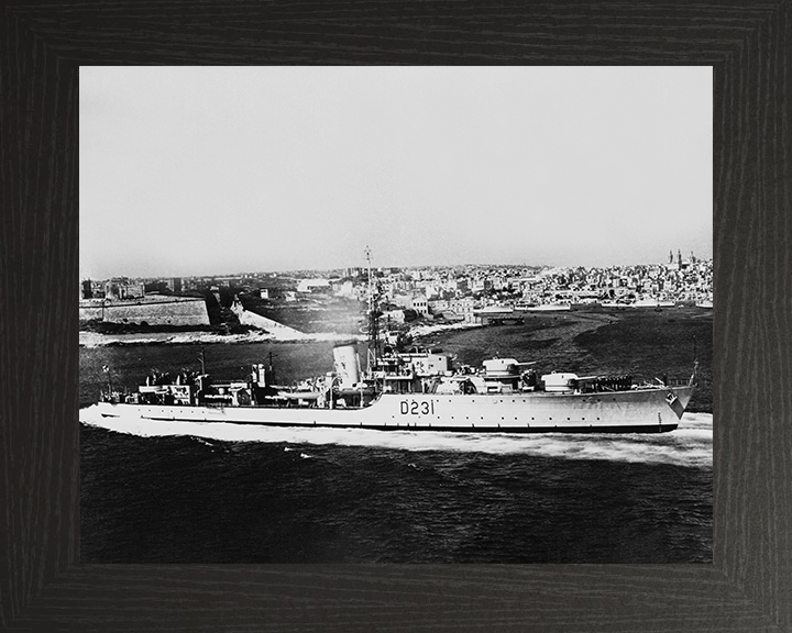 HMS Vigo (D231) Photo Print - Malta 1952 - Royal Navy Battle Class Destroyer Posters, Prints, & Visual Artwork Hampshire Prints 10 x 8 Black Frame No