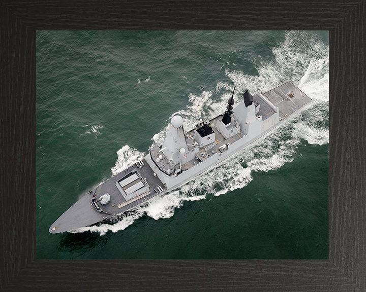 HMS Daring (D32) Royal Navy Type 45 Destroyer From Above 2014 Photo Print Wall Art Decor Posters, Prints, & Visual Artwork Hampshire Prints 10 x 8 Black Frame No
