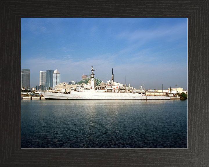 HMS Active (F171) Royal Navy Type 21 Frigate Photo Print Alongside Warship Wall Art Posters, Prints, & Visual Artwork Hampshire Prints 10 x 8 Black Frame No