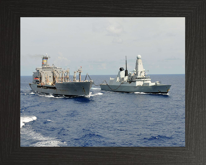 HMS Dauntless (D33) Royal Navy Type 45 Destroyer During a RAS Photo Print Wall Art Decor Posters, Prints, & Visual Artwork Hampshire Prints 10 x 8 Black Frame No