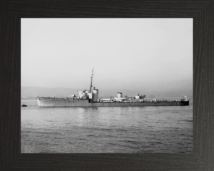 HMS Sabre (H18) Photo Print - At a Buoy 1944 - Royal Navy S Class Destroyer Posters, Prints, & Visual Artwork Hampshire Prints 10 x 8 Black Frame No