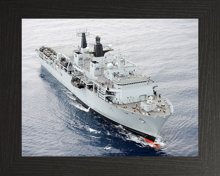 HMS Bulwark (L15) Photo Print - At Sea 2012 - Royal Navy Albion Class Amphibious Ship Hampshire Prints 10 x 8 Black Frame No
