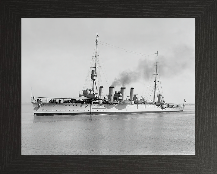 HMS Chatham (1911) Royal Navy Town Class light Cruiser Port Side View Photo Print Wall Art Decor Posters, Prints, & Visual Artwork Hampshire Prints 10 x 8 Black Frame No