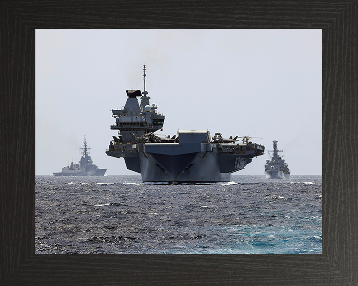 HMS Prince of Wales (R09) Photo Print - The Red Sea 2025 - Royal Navy Queen Elizabeth Class Aircraft Carrier Hampshire Prints 10 x 8 Black Frame No