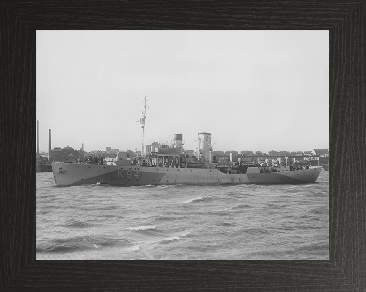 HMS Columbine (K94) Royal Navy Flower Class Corvette Port Side View Photo Print Wall Art Decor Posters, Prints, & Visual Artwork Hampshire Prints 10 x 8 Black Frame No