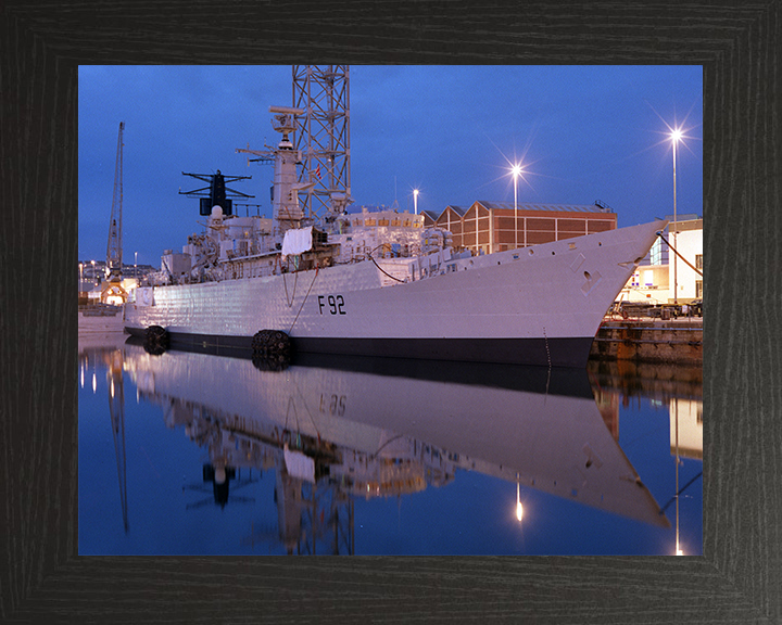 HMS Boxer (F92) Photo Print - Alongside at Dusk 1998 - Royal Navy Type 22 Frigate Posters, Prints, & Visual Artwork Hampshire Prints 10 x 8 Black Frame No