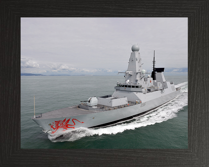 HMS Dragon (D35) Photo Print - At Speed 2011 - Royal Navy Type 45 Destroyer Hampshire Prints 10 x 8 Black Frame No