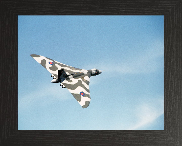 RAF Avro Vulcan Bomber Flying Photo Print - Royal Air Force Aircraft Hampshire Prints 10 x 8 Black Frame No