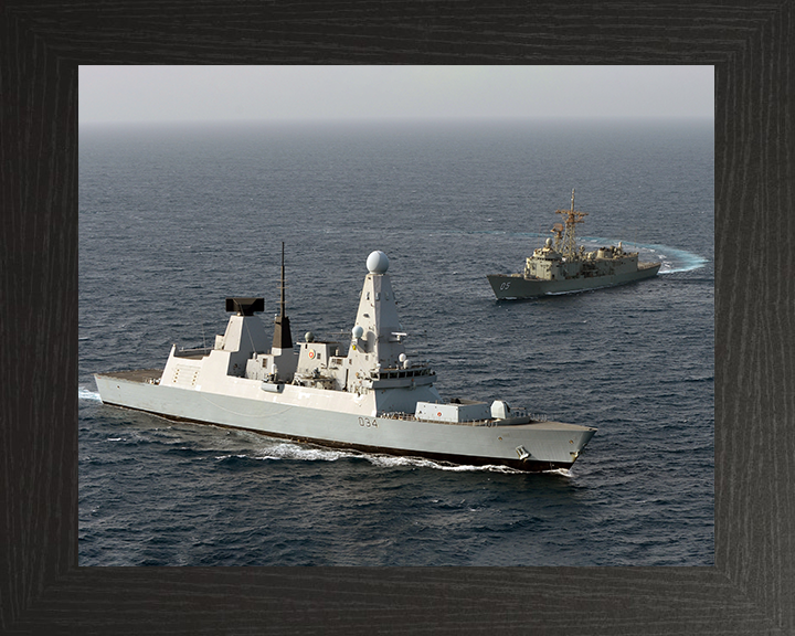 HMS Diamond (D34) Photo Print - HMAS Melbourne - Royal Navy Type 45 Destroyer Hampshire Prints 10 x 8 Black Frame No