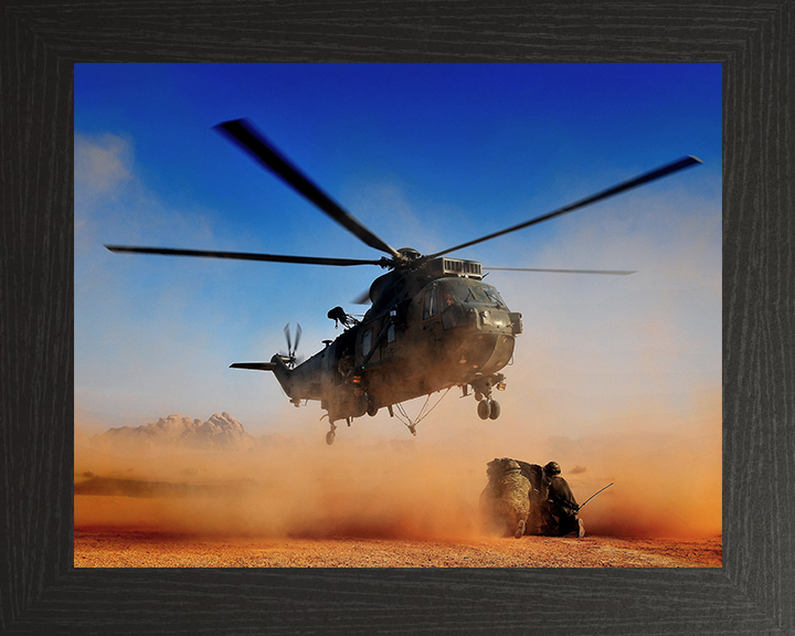 Sea King Helicopter Load Lifting in Jordan 2013 Photo Print - Royal Navy Aircraft Posters, Prints, & Visual Artwork Hampshire Prints 10 x 8 Black Frame No