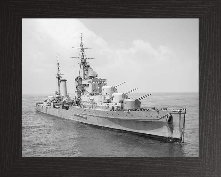HMS Dido (37) Royal Navy Dido Class Cruiser Starboard Bow View Photo Print Wall Art Decor Posters, Prints, & Visual Artwork Hampshire Prints 10 x 8 Black Frame No